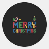 Merry Christmas Master Builder Kids Building Block Runder Aufkleber (Vorderseite)