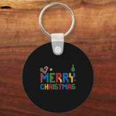 Merry Christmas Master Builder Kids Building Block Schlüsselanhänger (Vorderseite)