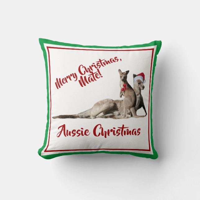 Merry Christmas Mate Santa Kangaroos Kissen (Vorderseite)