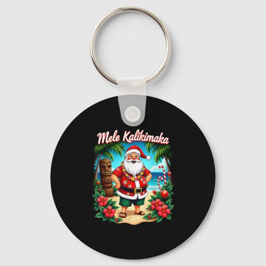 Merry Christmas Mele Kalikimaka Trocal Hawaiian Sa Schlüsselanhänger (Vorderseite)