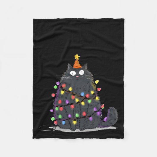 Merry Christmas Meowy Cats Tree Lovers Cute Catmas Fleecedecke (Vorderseite)