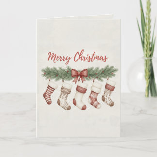 Merry Christmas Merry Stockings Card Cozy Hanging Karte