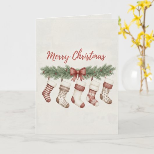 Merry Christmas Merry Stockings Card Cozy Hanging Karte (Gelbe Blume)