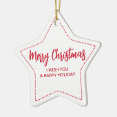 Merry Christmas Message Star Keramik Ornament (Links)