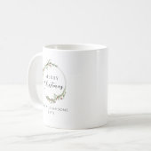 Merry Christmas Minimalist Family Name Wreath Kaffeetasse (Vorderseite Links)