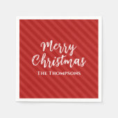 Merry Christmas Minimalist Simple Striped Red Serviette (Vorderseite)