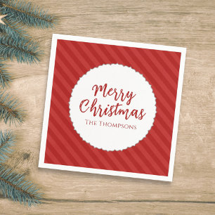 Merry Christmas Minimalist Simple Striped Red  Serviette