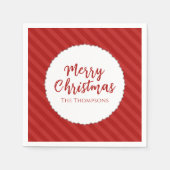 Merry Christmas Minimalist Simple Striped Red  Serviette (Vorderseite)