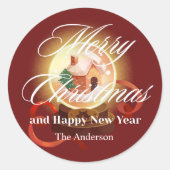 merry christmas minimalist with snow ball runder aufkleber (Vorderseite)