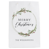 Merry Christmas Minimalist Wreath Mittlere Geschenktüte (Vorderseite)