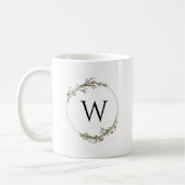 Merry Christmas Minimalist Wreath Monogram Kaffeetasse (Links)