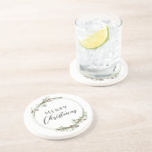 Merry Christmas Minimalist Wreath White Getränkeuntersetzer (Seite)