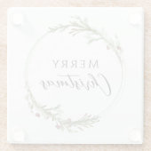 Merry Christmas Minimalist Wreath White Glasuntersetzer (Rückseite)