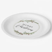 Merry Christmas Minimalist Wreath White Pappteller (Schrägansicht)