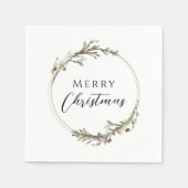 Merry Christmas Minimalist Wreath White Serviette (Vorderseite)