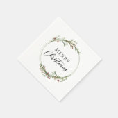 Merry Christmas Minimalist Wreath White Serviette (Ecke)