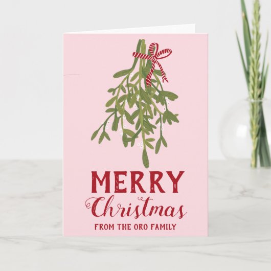 MERRY CHRISTMAS Mistletoe Botanical Handmade Karte (Vorderseite)
