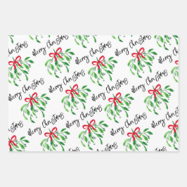 MERRY CHRISTMAS Mistletoe Festival Kiss Me Holiday Geschenkpapier Set
