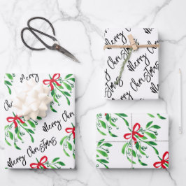MERRY CHRISTMAS Mistletoe Festival Kiss Me Holiday Geschenkpapier Set