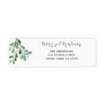 Merry Christmas Mistletoe Rücksendeadresse Label<br><div class="desc">Diese fröhlichen Weihnachtsbäume sind mit Blätter und Beeren in Aquarellen geschmückt. Einfach anpassbar. Ändern Sie mithilfe des Entwurfstools die Textgröße,  den Stil oder die Farbe. Wenn wir unsere Kunstwerke erstellen,  werden Sie dieses exakte Bild von anderen Designern nicht finden. Original Wasserfarbe © Michele Davies.</div>