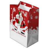 Merry Christmas Mistletoe Santa Mittlere Geschenktüte (Rückseite Schrägansicht)
