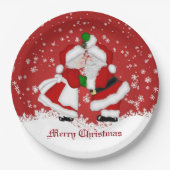 Merry Christmas Mistletoe Santa Pappteller (Vorderseite)