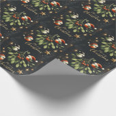 Merry Christmas Mistletoe Santa Robin Geschenkpapier (Ecke)