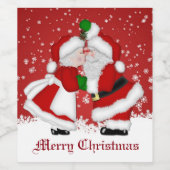 Merry Christmas Mistletoe Santa Weinetikett (Einzelnes Label)