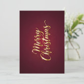 "Merry Christmas" mit goldglänzender Schrift Einladung (Stehend Vorderseite)