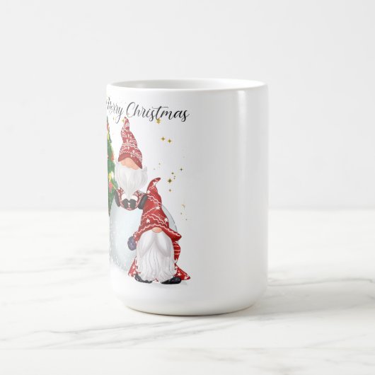 MERRY CHRISTMAS MIT NIEDLICHEN GNOMES & SNOWMAN KAFFEETASSE (Mittel)