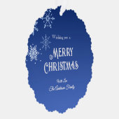 Merry Christmas Modern Blue Snowflakes Ornament Karte (Rechts)