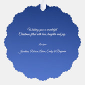 Merry Christmas Modern Blue Snowflakes Ornament Karte (Rückseite)