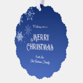Merry Christmas Modern Blue Snowflakes Ornament Karte (Links)