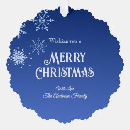 Merry Christmas Modern Blue Snowflakes Ornament Karte