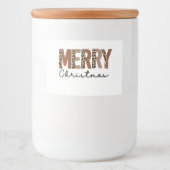 "Merry Christmas" Modern Color Block Leopard Boho Lebensmitteletikett (Vorderseite)