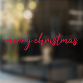 Merry Christmas Modern Minimalist Red Typography Fensteraufkleber