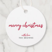 Merry Christmas Modern Minimalist Red Typography Geschenkanhänger (Vorderseite)