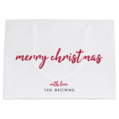 Merry Christmas Modern Minimalist Red Typography Große Geschenktüte (Vorderseite)