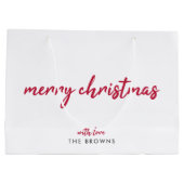 Merry Christmas Modern Minimalist Red Typography Große Geschenktüte (Rückseite)