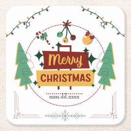 Merry Christmas Modern Minimalist Style Coaster Rechteckiger Pappuntersetzer