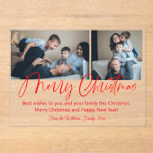 merry christmas modern red scrip 2 photos collage  acryleinladungen (Vorderseite)