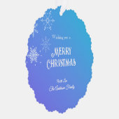 Merry Christmas Modern Snowflake Purple Blue Ornament Karte (Rechts)