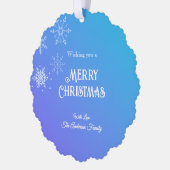 Merry Christmas Modern Snowflake Purple Blue Ornament Karte (Links)