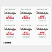 Merry Christmas | Modern Wreath Candle Labels Quadratischer Aufkleber (Blatt)