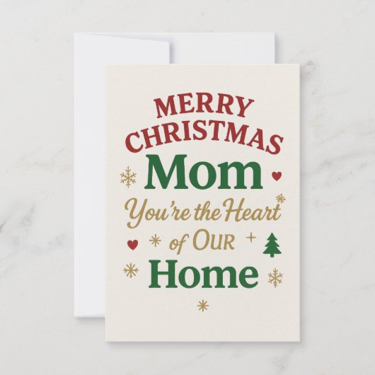 Merry Christmas Mom Card Dankeskarte (Vorderseite)