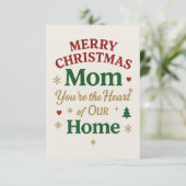 Merry Christmas Mom Card Dankeskarte (Stehend Vorderseite)