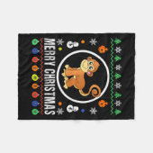 Merry Christmas Monkey Ugly Sweater Xmas Knit Tank Fleecedecke (Vorderseite (Horizontal))