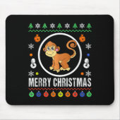 Merry Christmas Monkey Ugly Sweater Xmas Knit Tank Mousepad (Vorne)