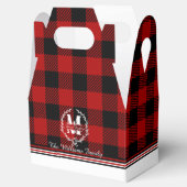 Merry Christmas Monogram Wreath Buffalo Plaid Geschenkschachtel (Geöffnet)