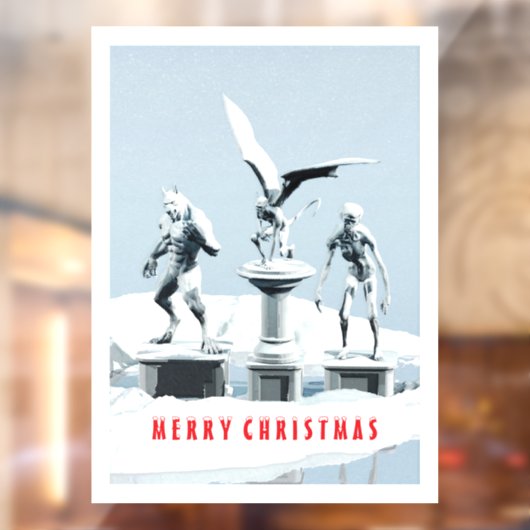 Merry Christmas. Monster ice sculptures Fensteraufkleber (Blatt 2)